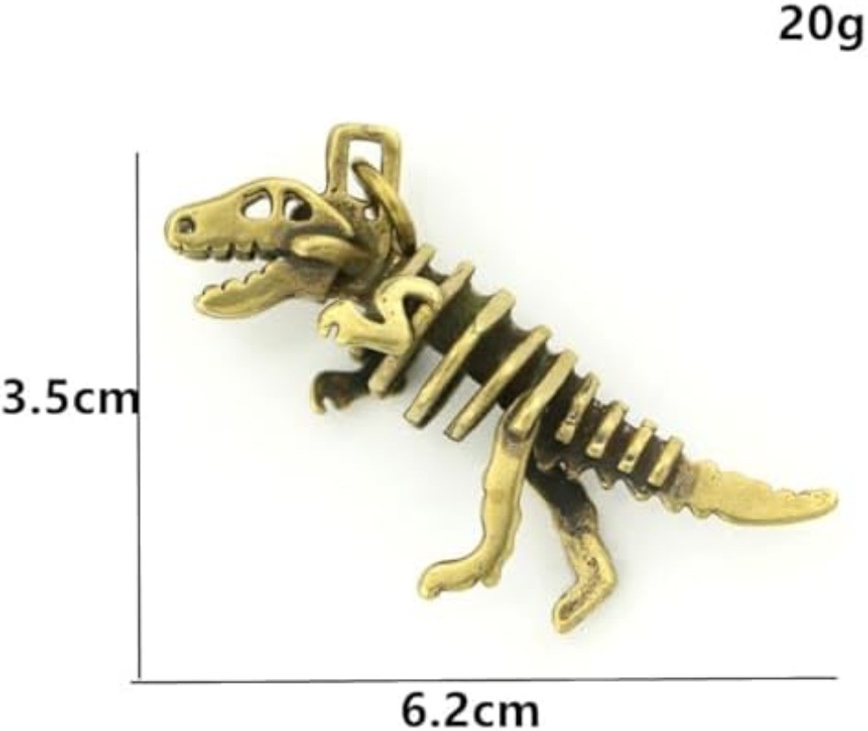 Retro brass creative dinosaur skeleton statue keychain pendant handicrafts
