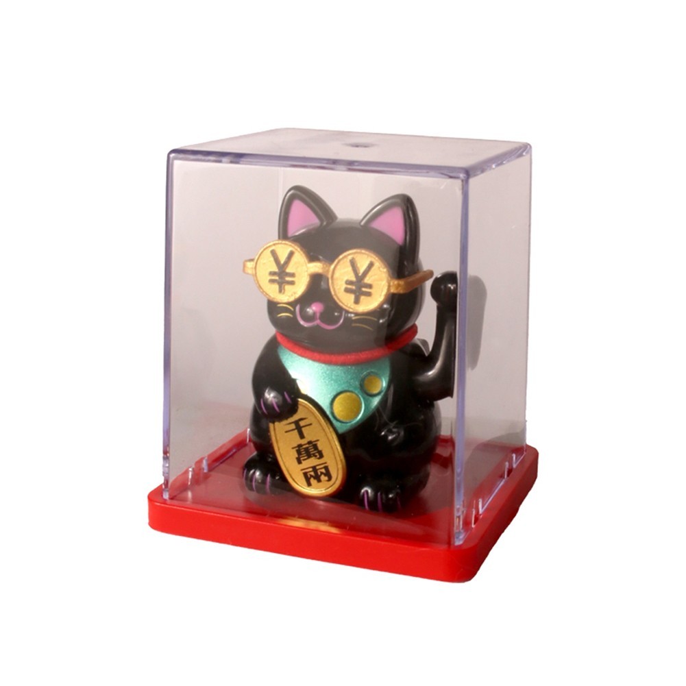 for Solar Driven Waving Lucky Cat Decoration for Office Desk Car Interior Space