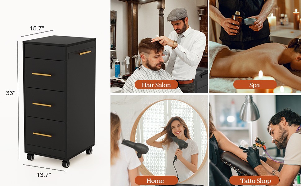 Hair Salon Storage Tool Cart Space Saving Salon Station Trolley Cart for Barber