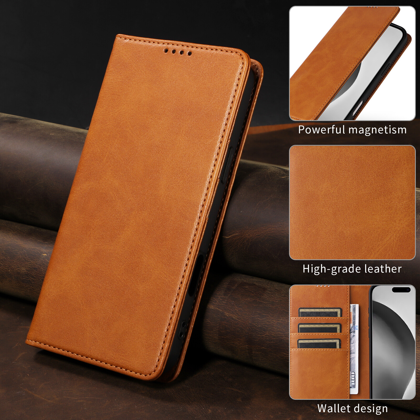 Premium Leather Card Holder RFID Wallet Case for For iPhone 16 17 Pro Max/15/14