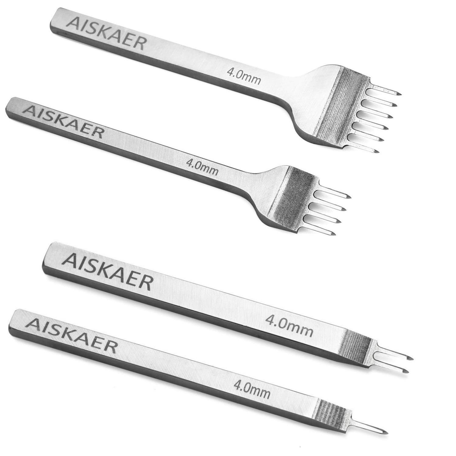 Aiskaer Leather Stitching Punch Set, Diamond Chisel Tools, 4mm 4mm, Silver