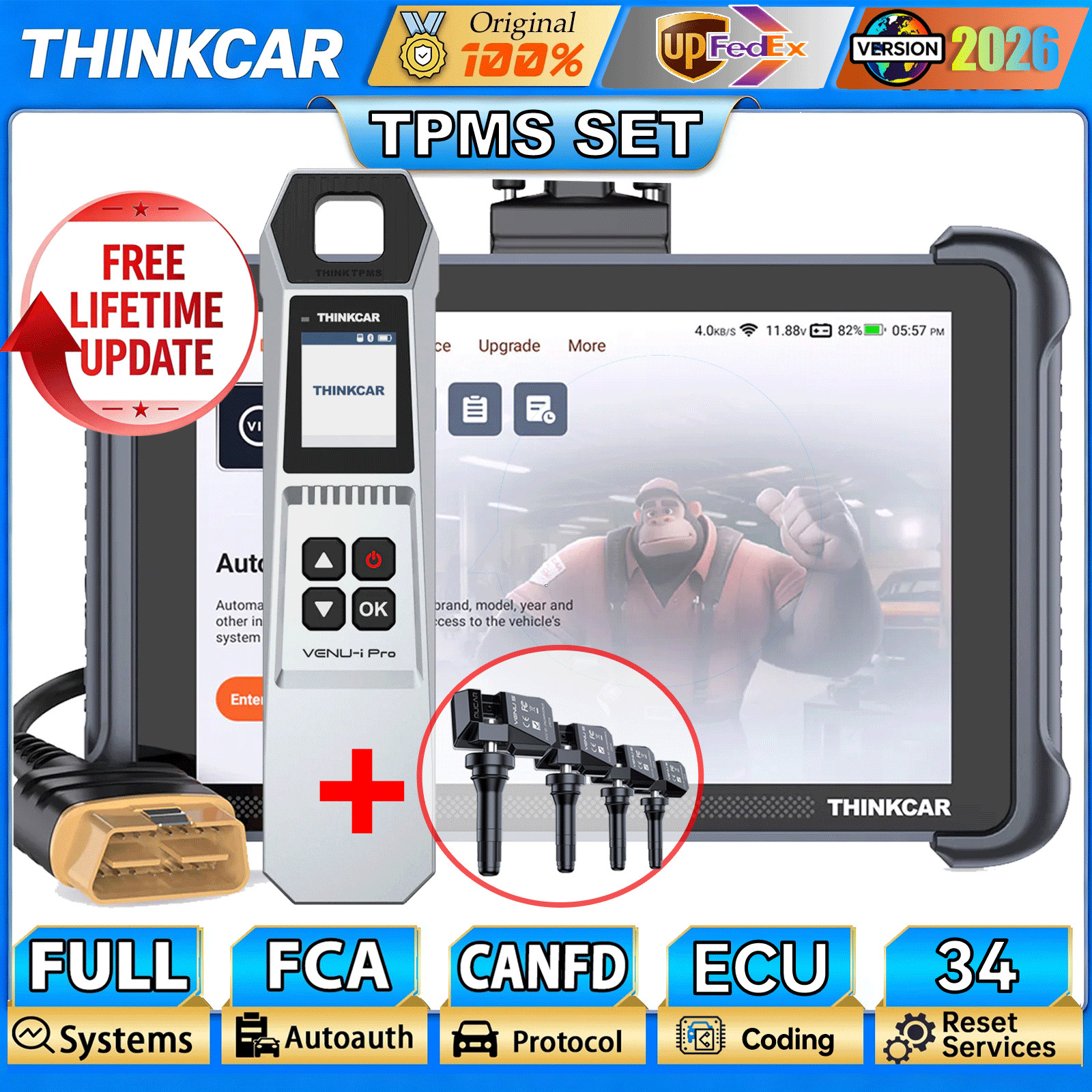 ThinkScan 689 TPMS Program Scanner Auto Diagnostic Tool CANFD/DoIP IMMO Matching
