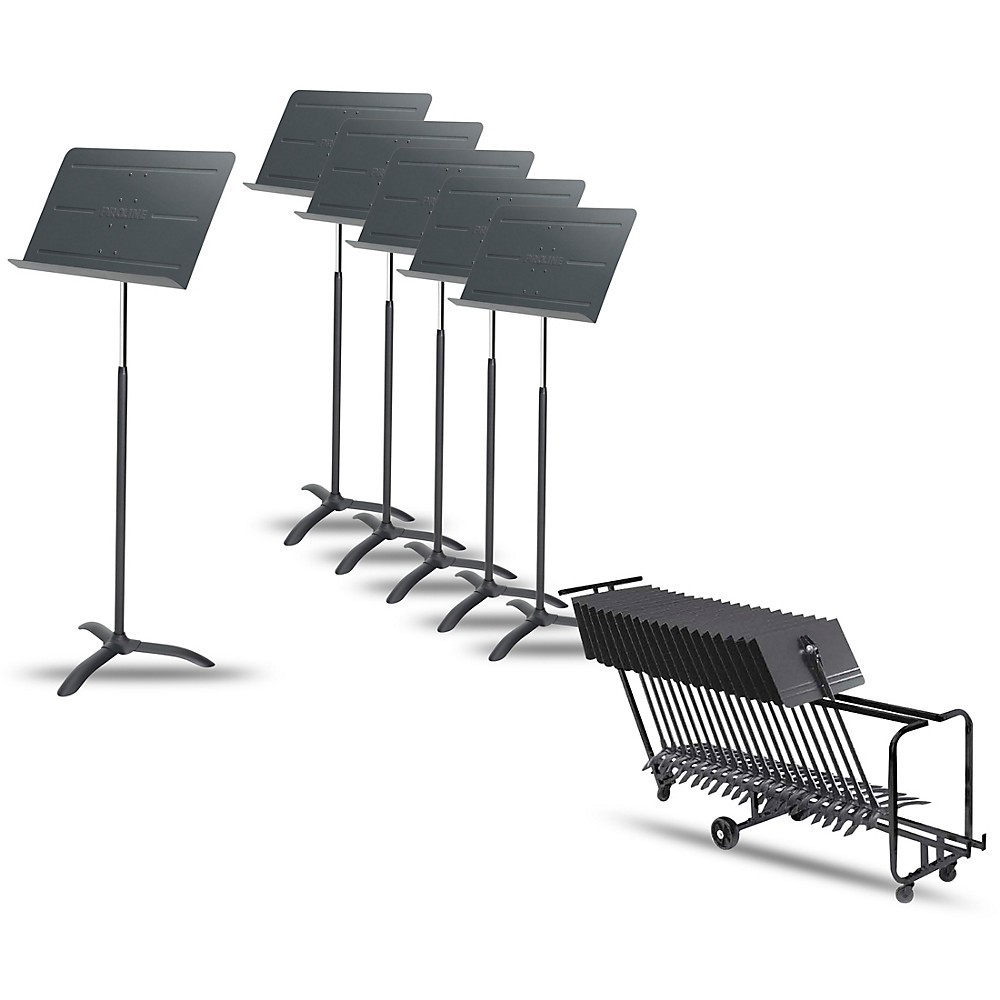 Proline 6-Pack Orchestral Music Stand With Manhasset Storage Cart (Holds 25)