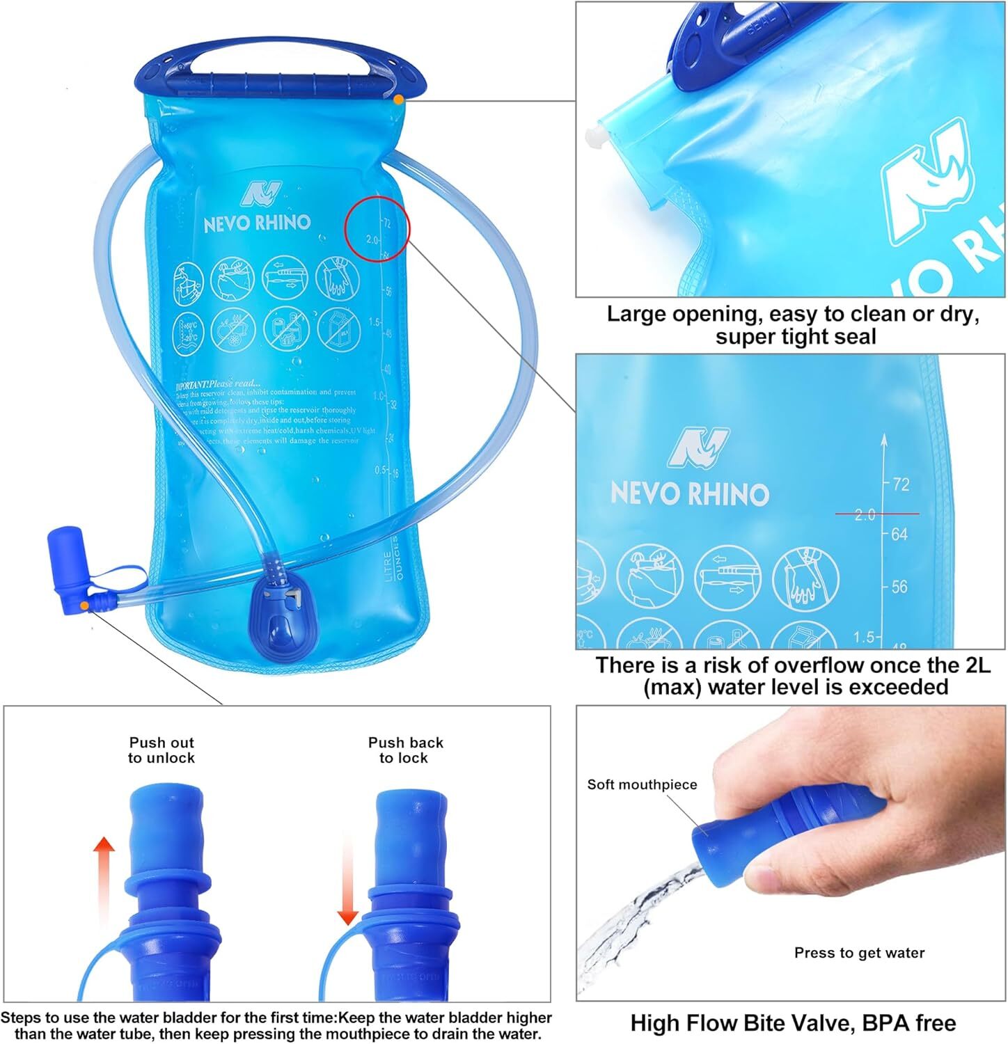 Lightweight Hydration Backpack, Running Backpack with 2L Water Purple