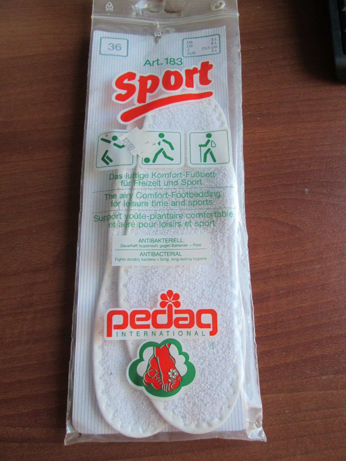 Pedag 183 Sport Cotton Terry Insole Semi-Rigid Arch Support & Heel Cushion Wm: 6