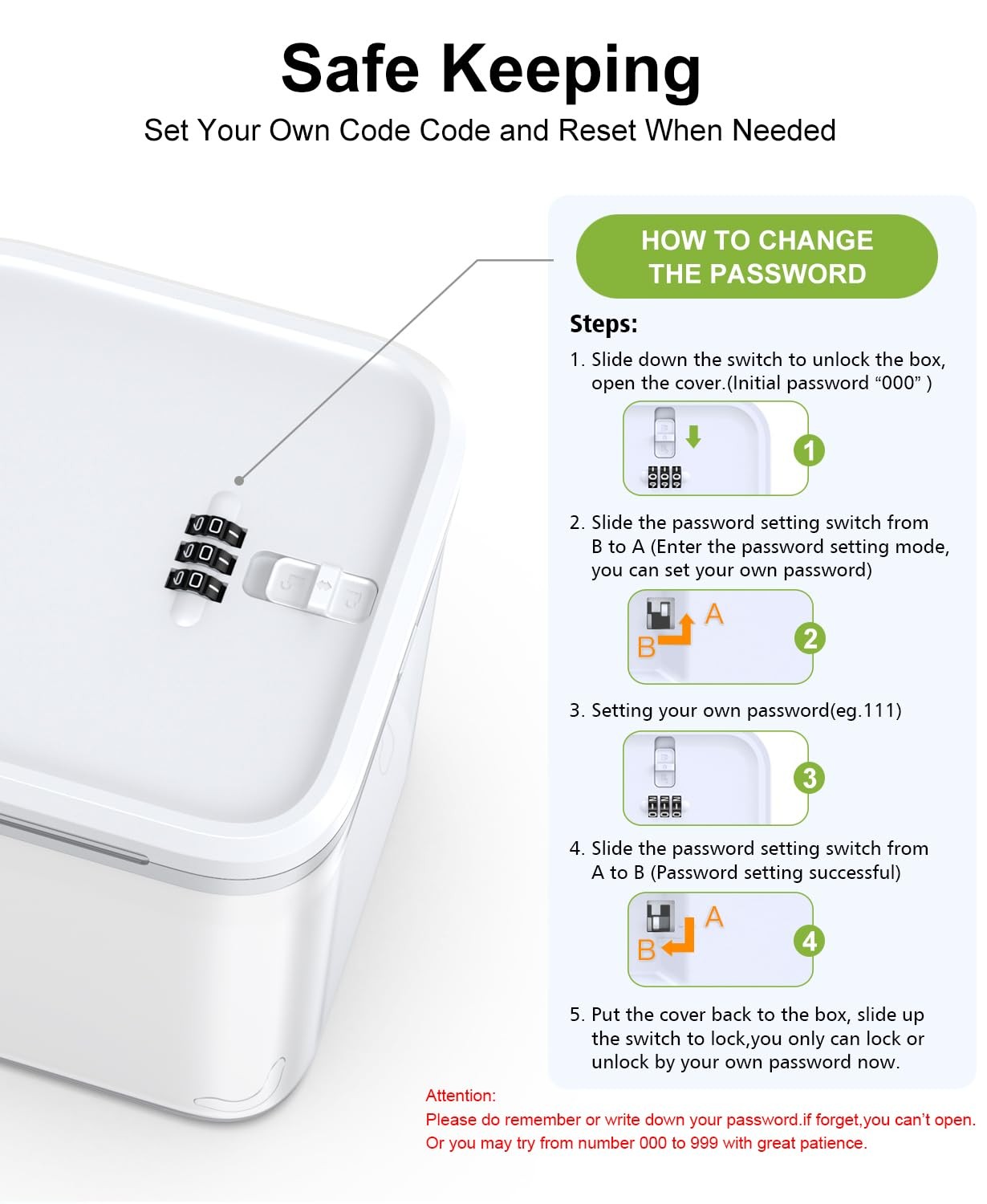 Lockable Storage Box with Combination Code - Secure Medicine Safe, Jail & Sna...