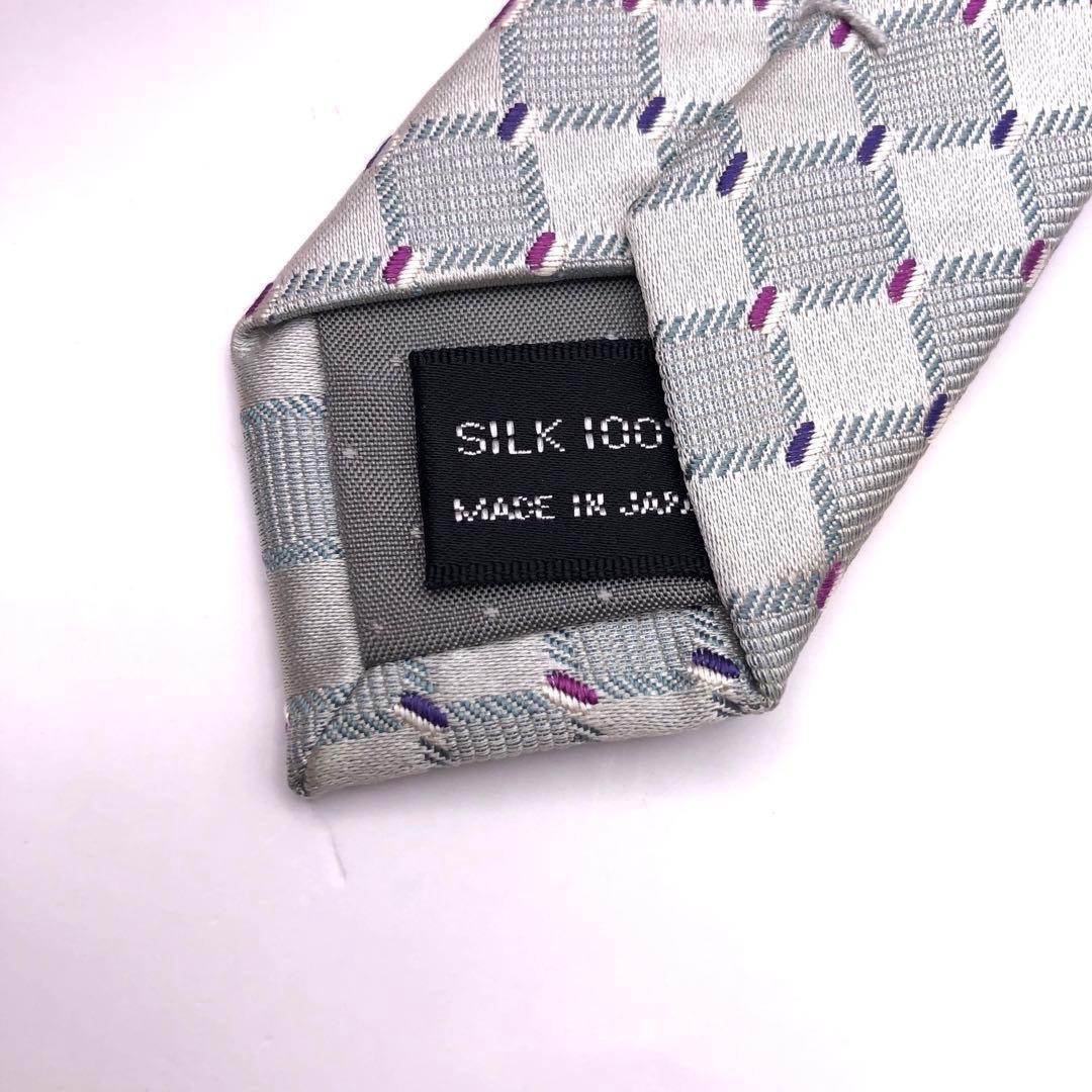 Enrico Gigli Tie Gray Silver Plaid All Over Pattern