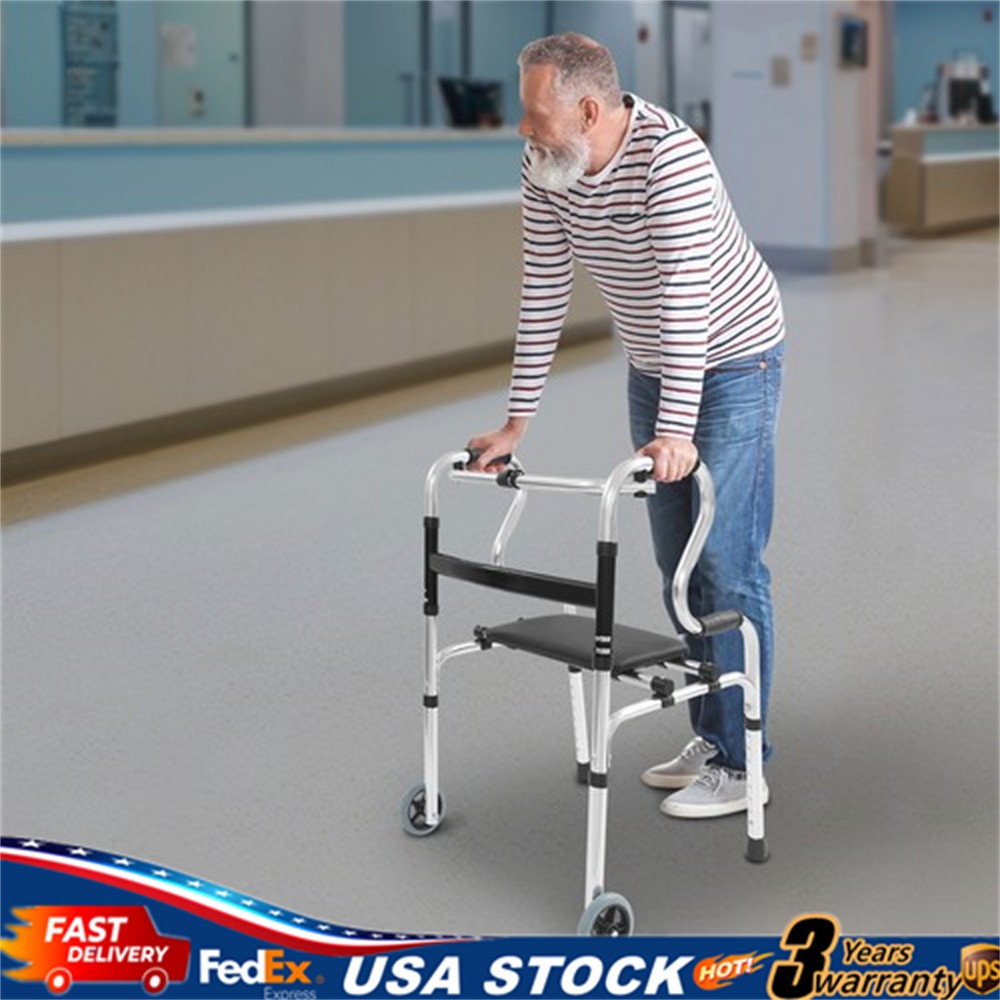 Adjustable Walker With Wheels Foldable Walker For Seniors Stand Up Walker