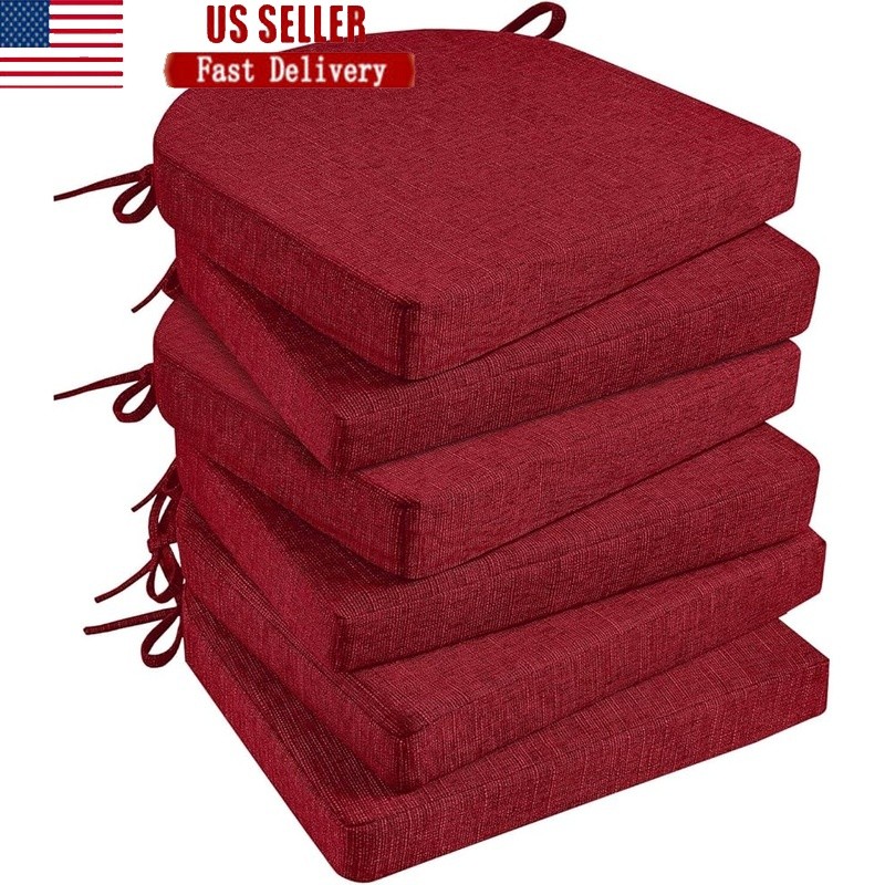 High Density Foam Chair Cushions Set of 6 Slip Resistant Kitchen Seat Pads New