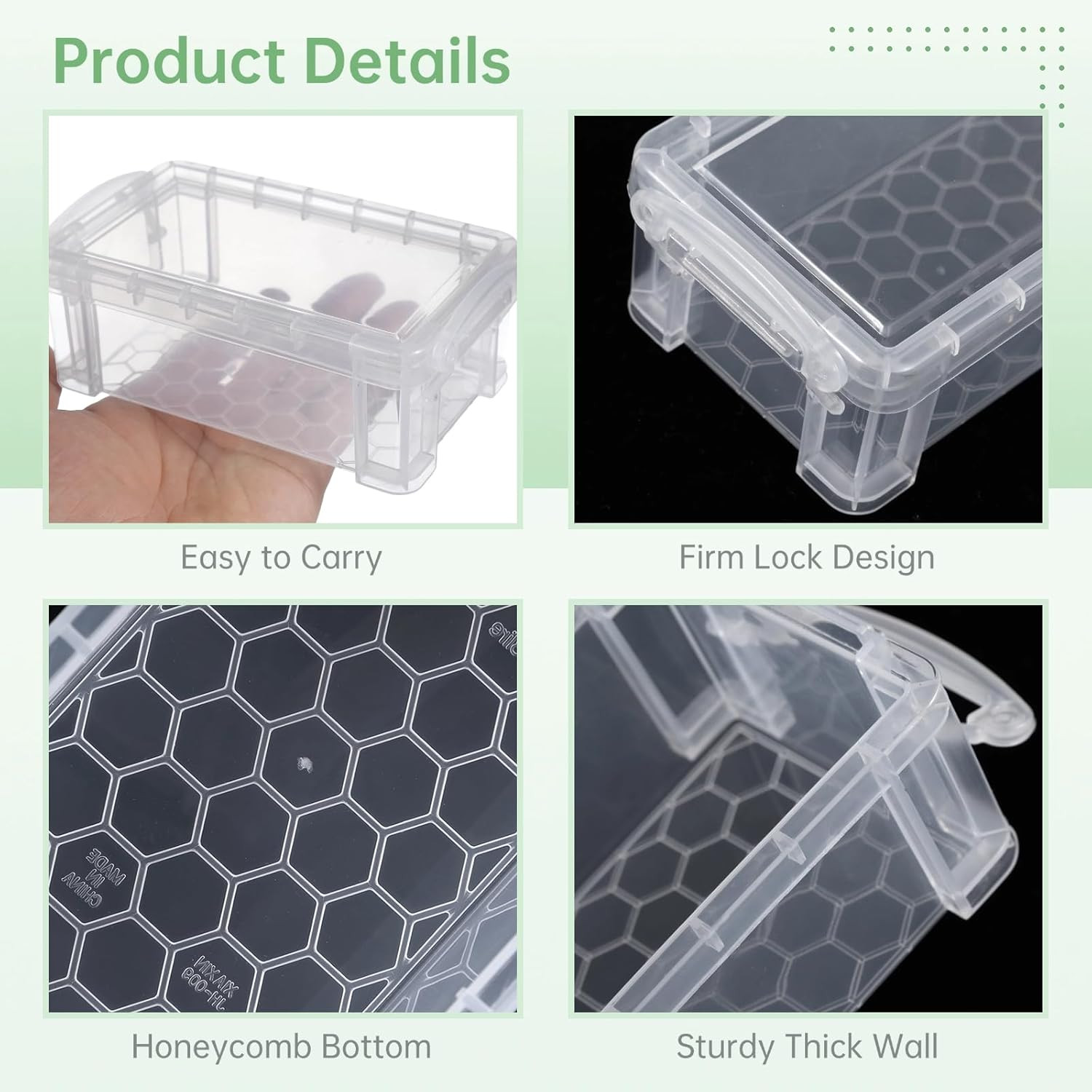 6 Pcs Mini Plastic Boxes, 5'' x 3'' x 1.8'' Small Clear Storage Containers with