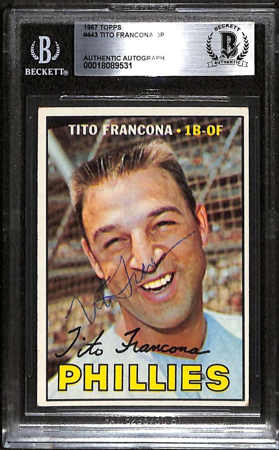 1967 Topps 443 Tito Francona DP BGS Auto Autographed BAS Authentic C100217