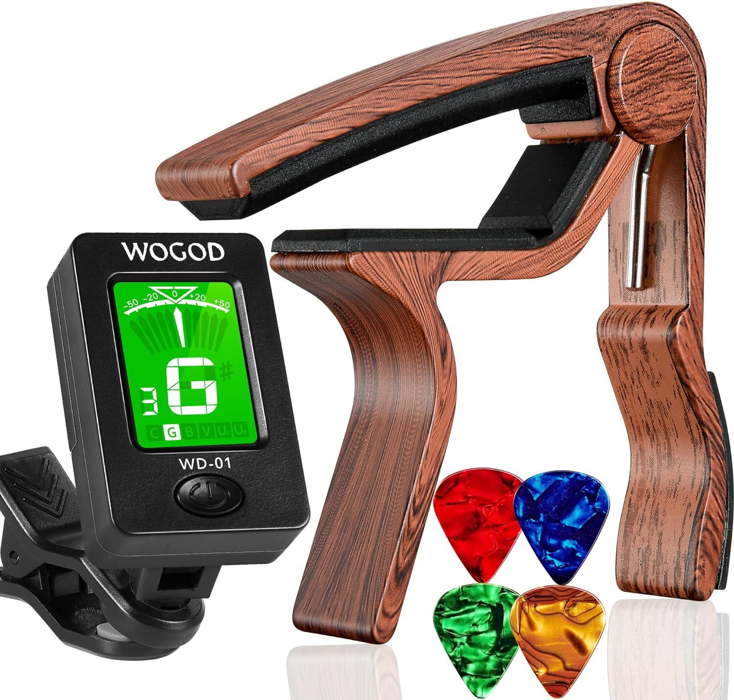 Rosewood Guitar Capo With Tuner Lightweight Capo For Acoustic Electric Bass U...