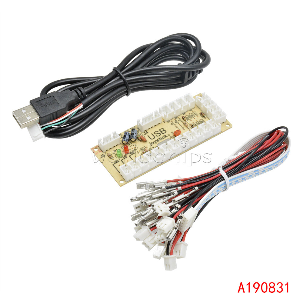 Zero Delay LED Arcade MAME Encoder USB To PC 5Pin Joystick PCB Module + Cables