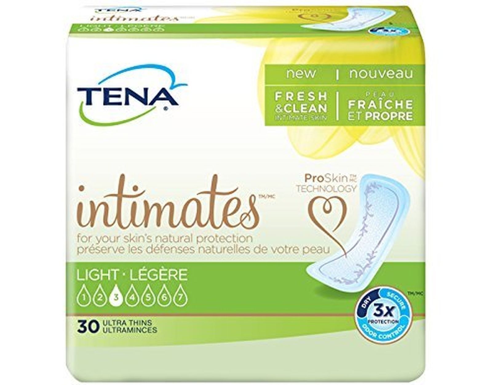 TENA Intimates Light Ultra Thin Pads Regular 30 count New Fresh Clean