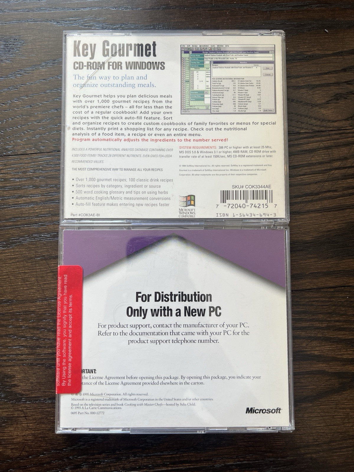 Key Gourmet & Home Cooking Master Chefs CD-ROM Computer Software For Windows