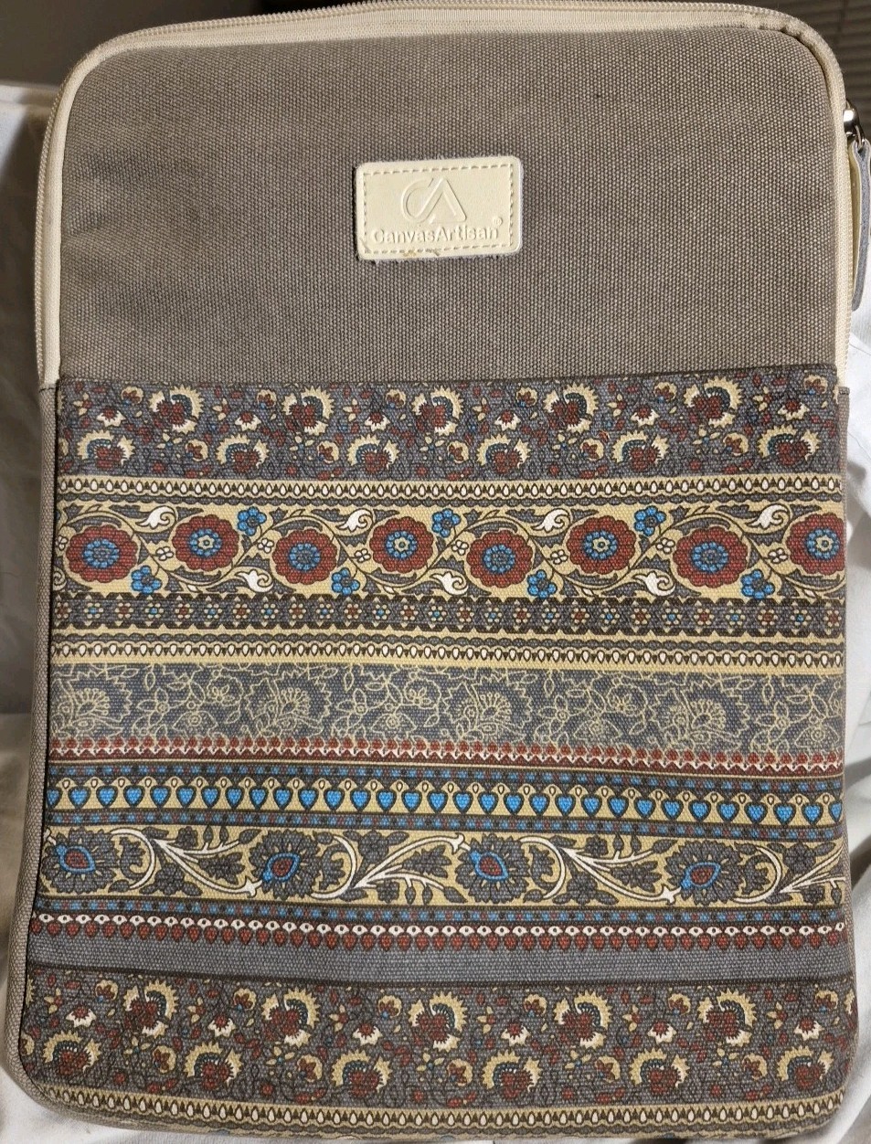 CANVAS ARTISAN 15 INCH NATIONAL STYLE Padded LAPTOP Sleeve Case Zipper Boho