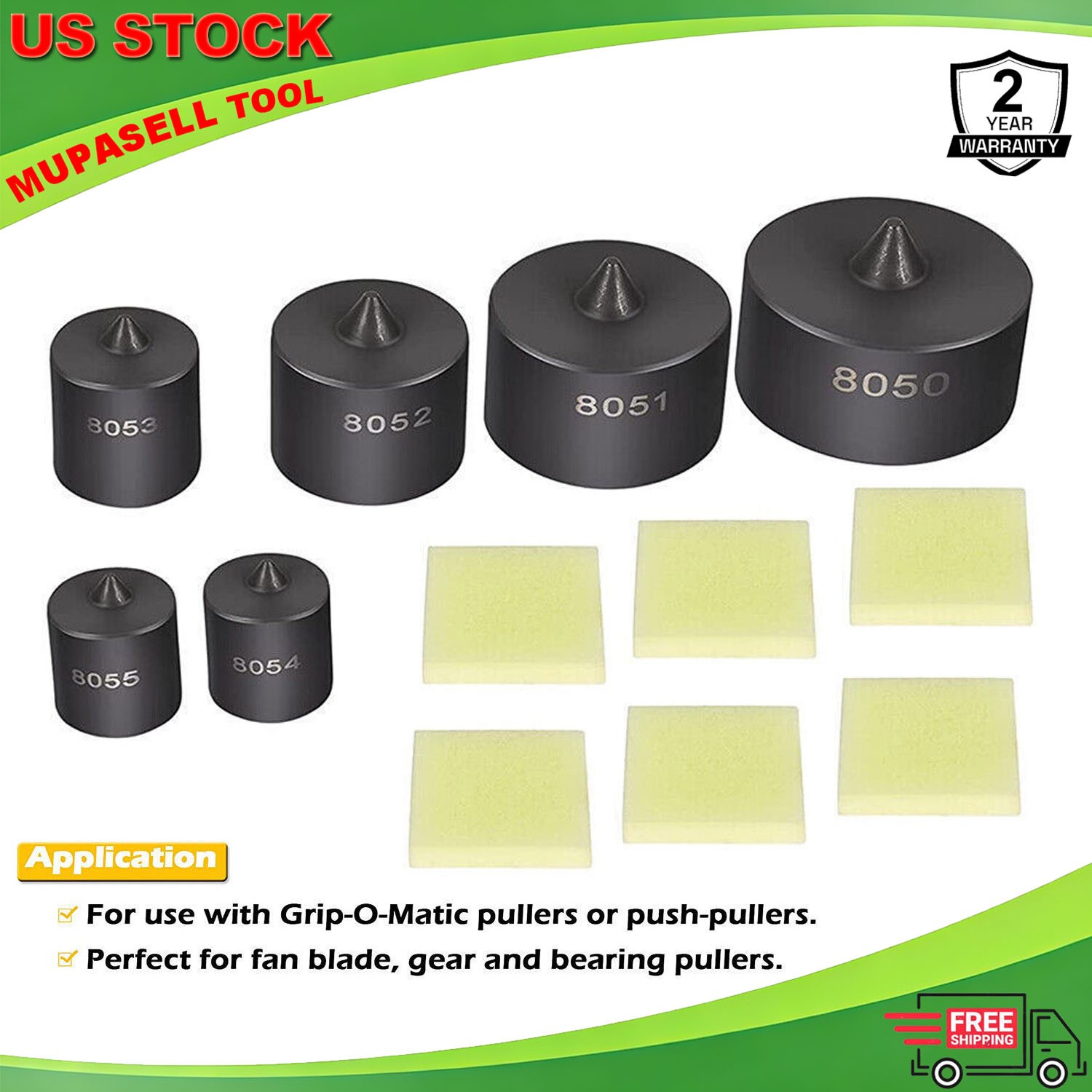 8056 for Grip-O-Matic Puller Push-Puller Gear Bearing Puller Shaft Protector Set