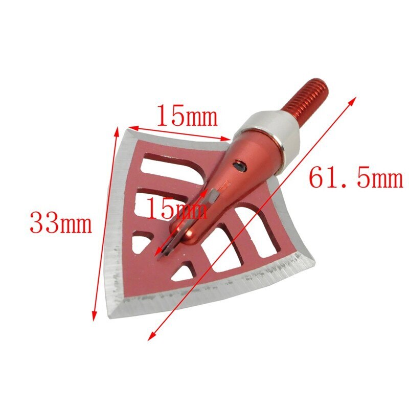125 Grain Red Archery Arrow Broadheads 4 Blade Arrow Heads Points Tips Arrowhead