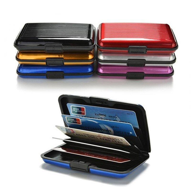 1 Pc Men Aluminum Bank Card Holder Blocking Hard Case Wallet Solid Credit Card