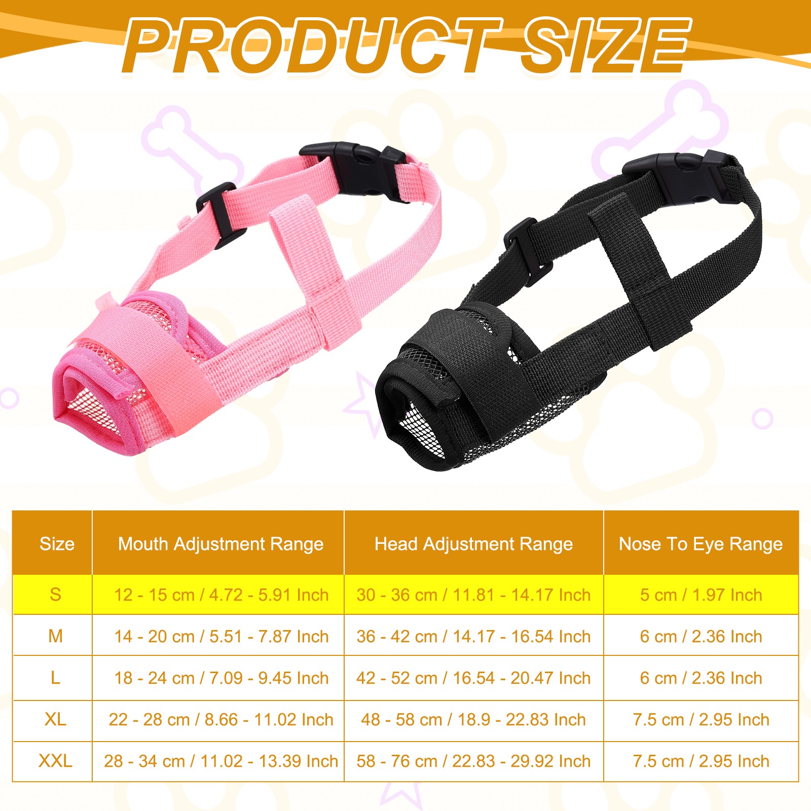 2Pcs Dog Muzzle Soft Mesh Muzzle Mouth Guard Cover Black Pink S