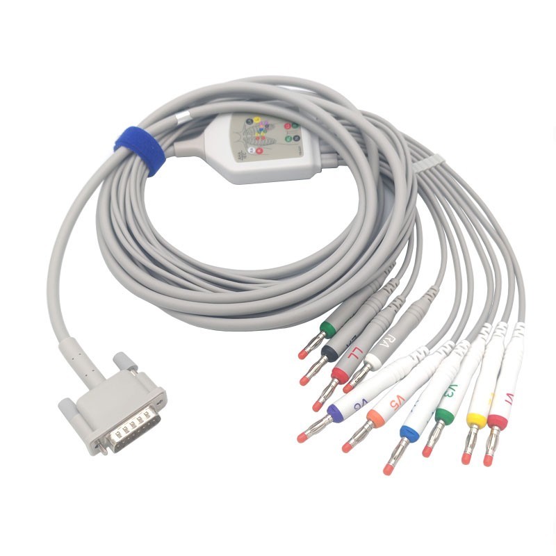 Direct-Connect 10-Lead EKG Cable,Banana AHA,Compatible Mortara/Burdick/Spacelabs