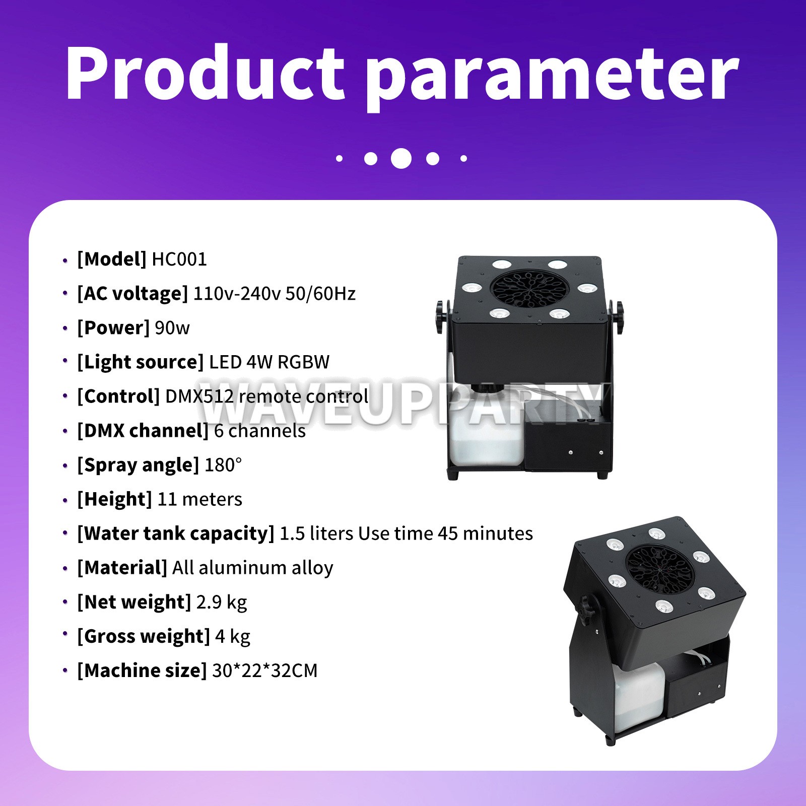 PAIDUN LED Automatic Bubble Machine Moving Head Blower Effect Wedding Show Event