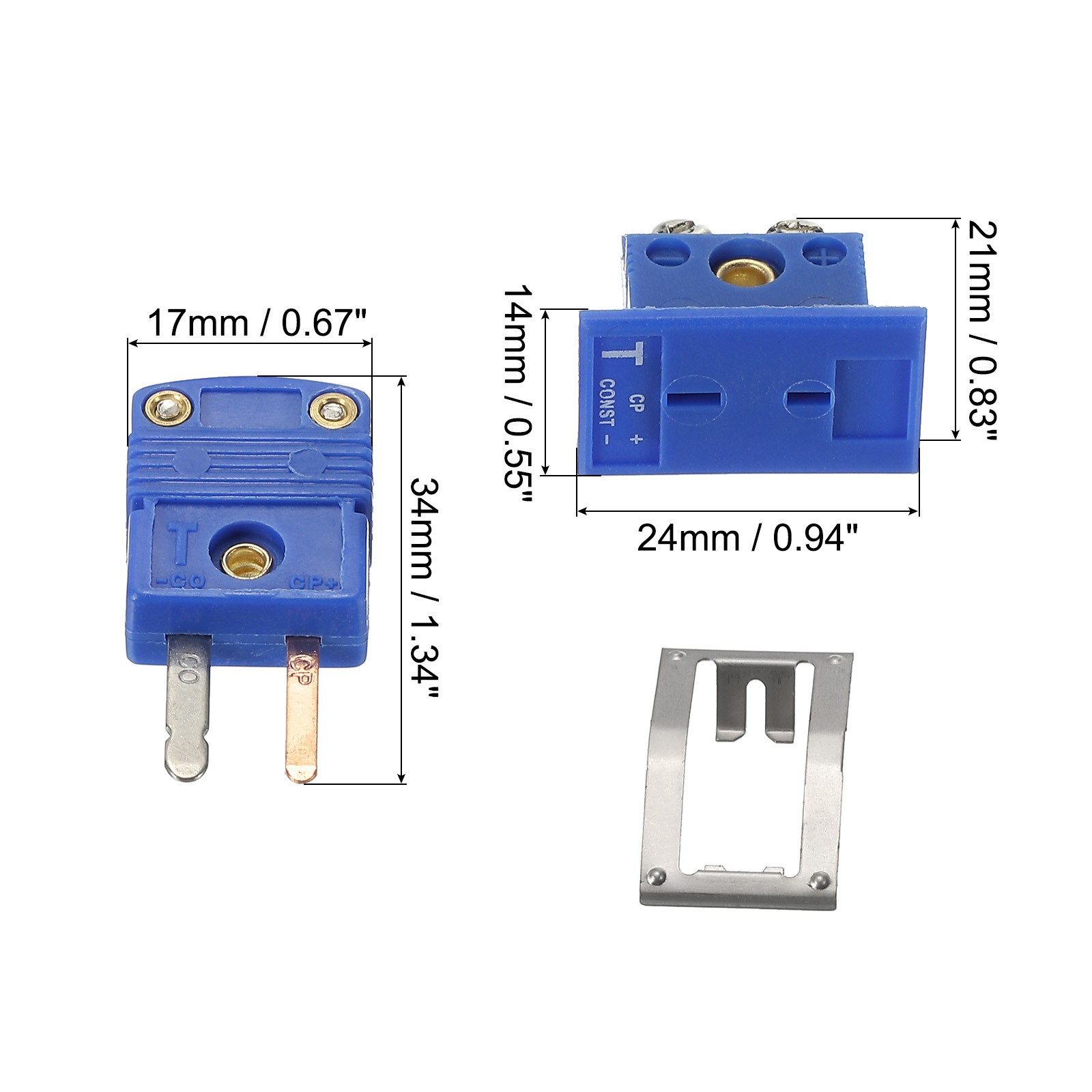 T Type Thermocouple Wire Connectors Male Plug with Panel Mount Mini Socket