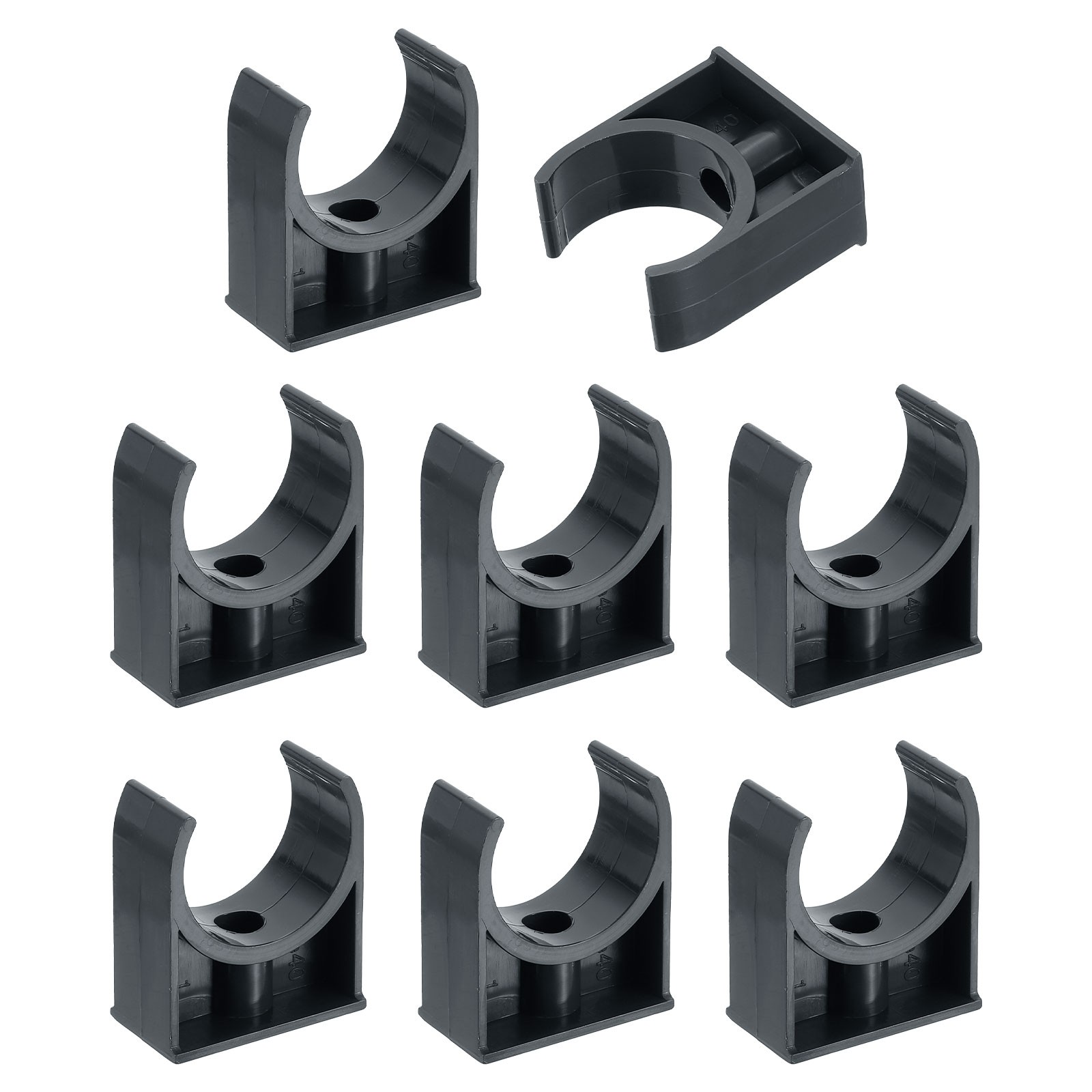 8Pcs PVC Water Pipe Clamps Clips, U-Shaped Holder Buckles for 40mm OD, Black