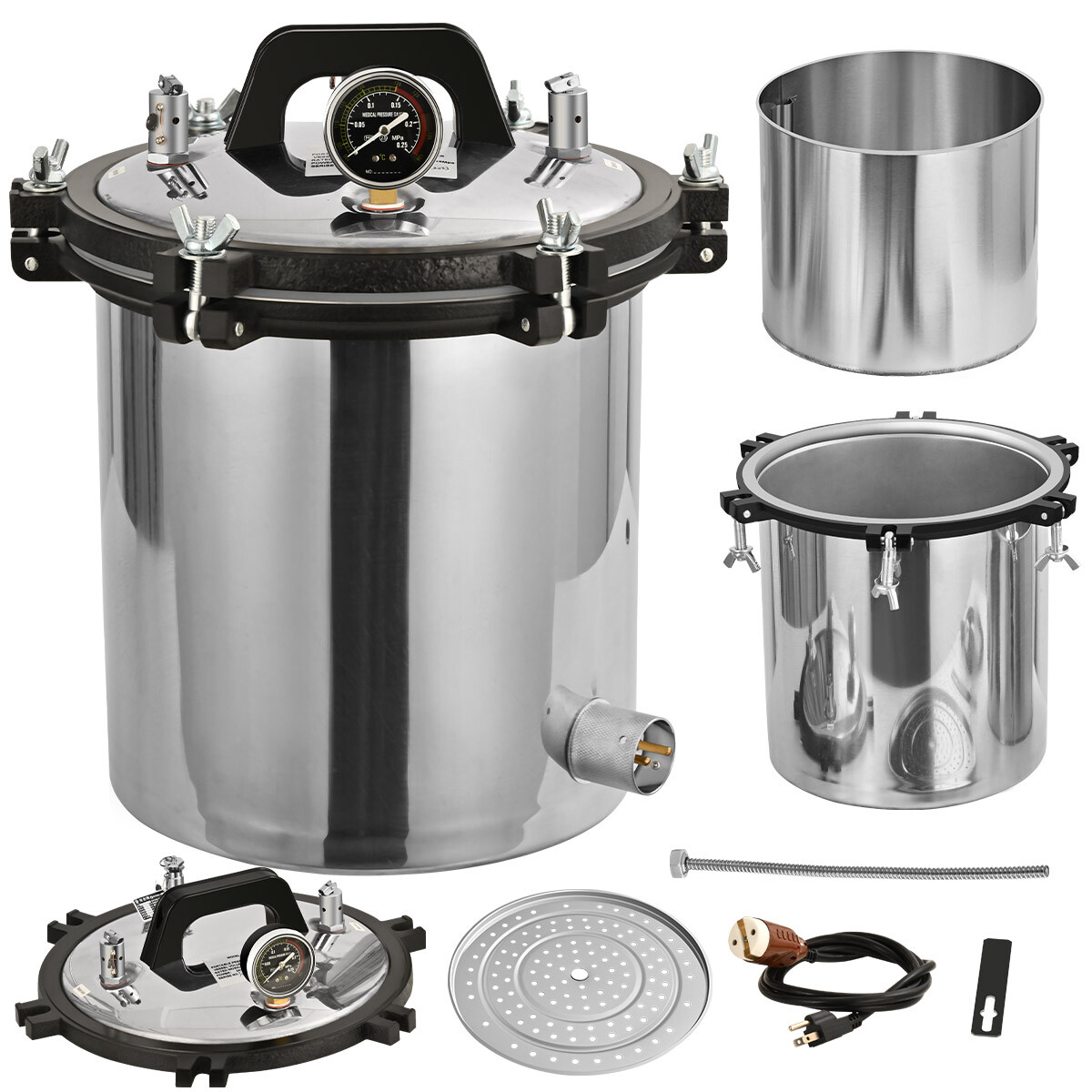 18L Steam Autoclave Sterilizer Tattoo Dental Lab Equipment Material Top