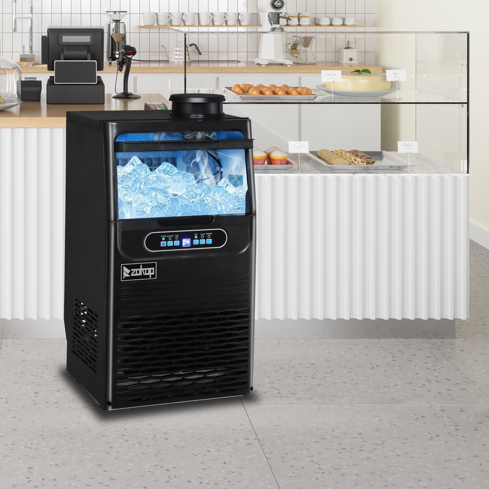 ZOKOP Electric 90lbs/24h Commercial Ice Maker Home Restaurant Bar Cube Machine