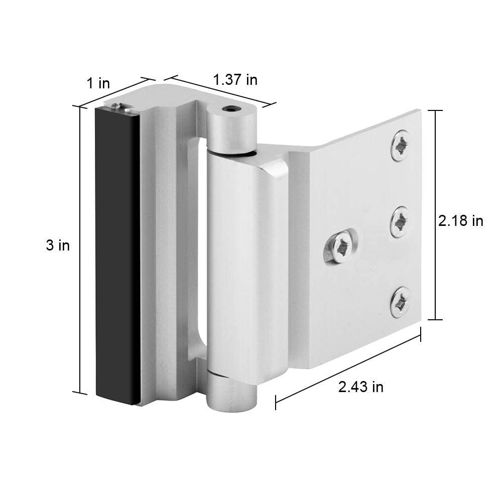 Home Security Door Lock, 2 Pack Childproof Reinforcement 3 Inch, Silver