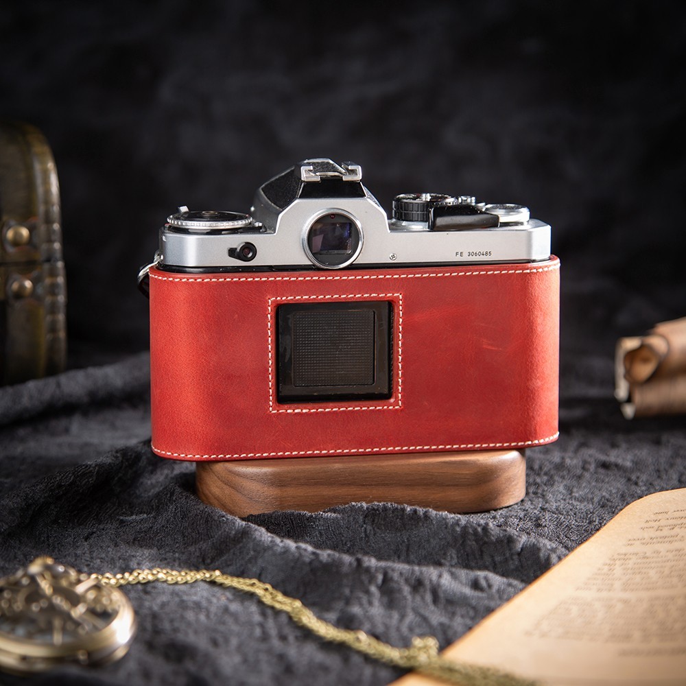 Handmade Genuine Real Leather Half Camera Case Bag Cover For Nikon FM FE