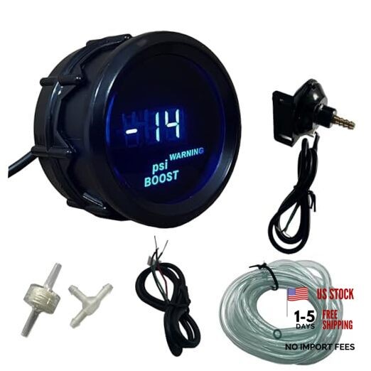 52mm 2" Electronic Digital Turbo Boost Gauge PSI DC Black with Boost gauge BS