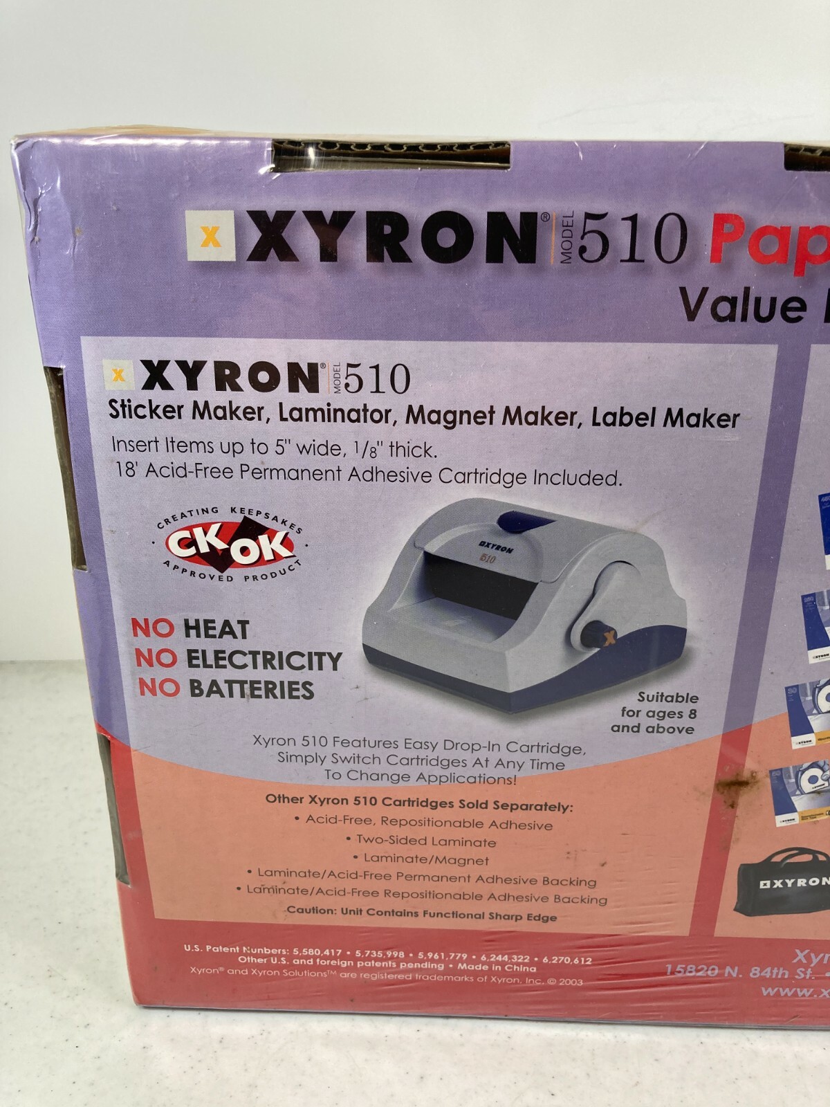 Xyron 510 Paper Crafing Value Pack Sticker Magnet Label Maker Laminator