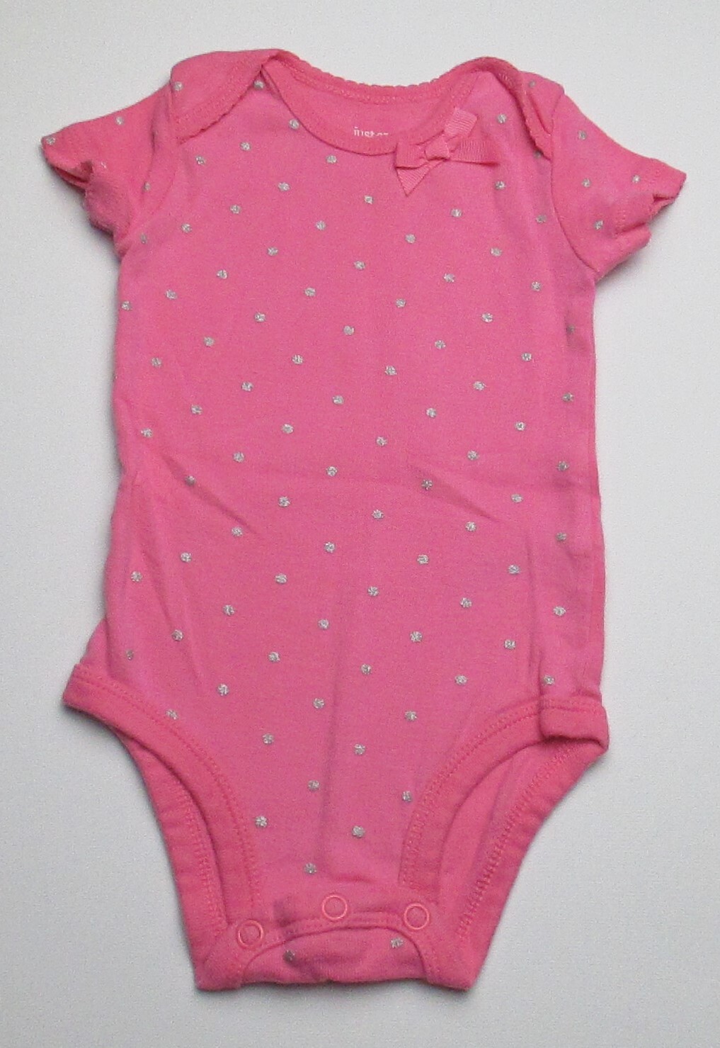Infant Baby Girls 3 Months Just One You Pink with Silver Polka Dots Shirt