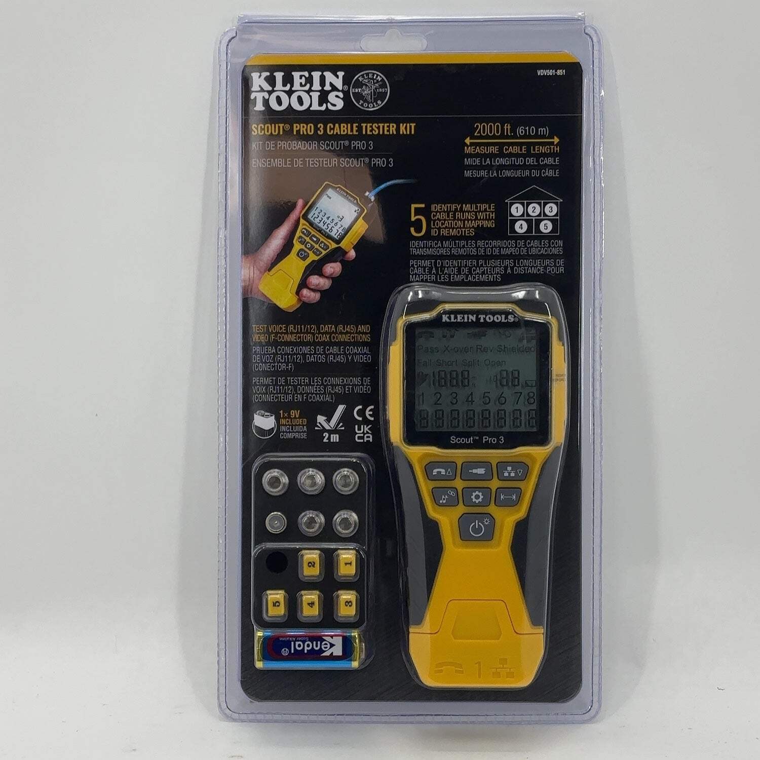 New Klein Tools 9V Scout Pro 3 Cable Tester Kit