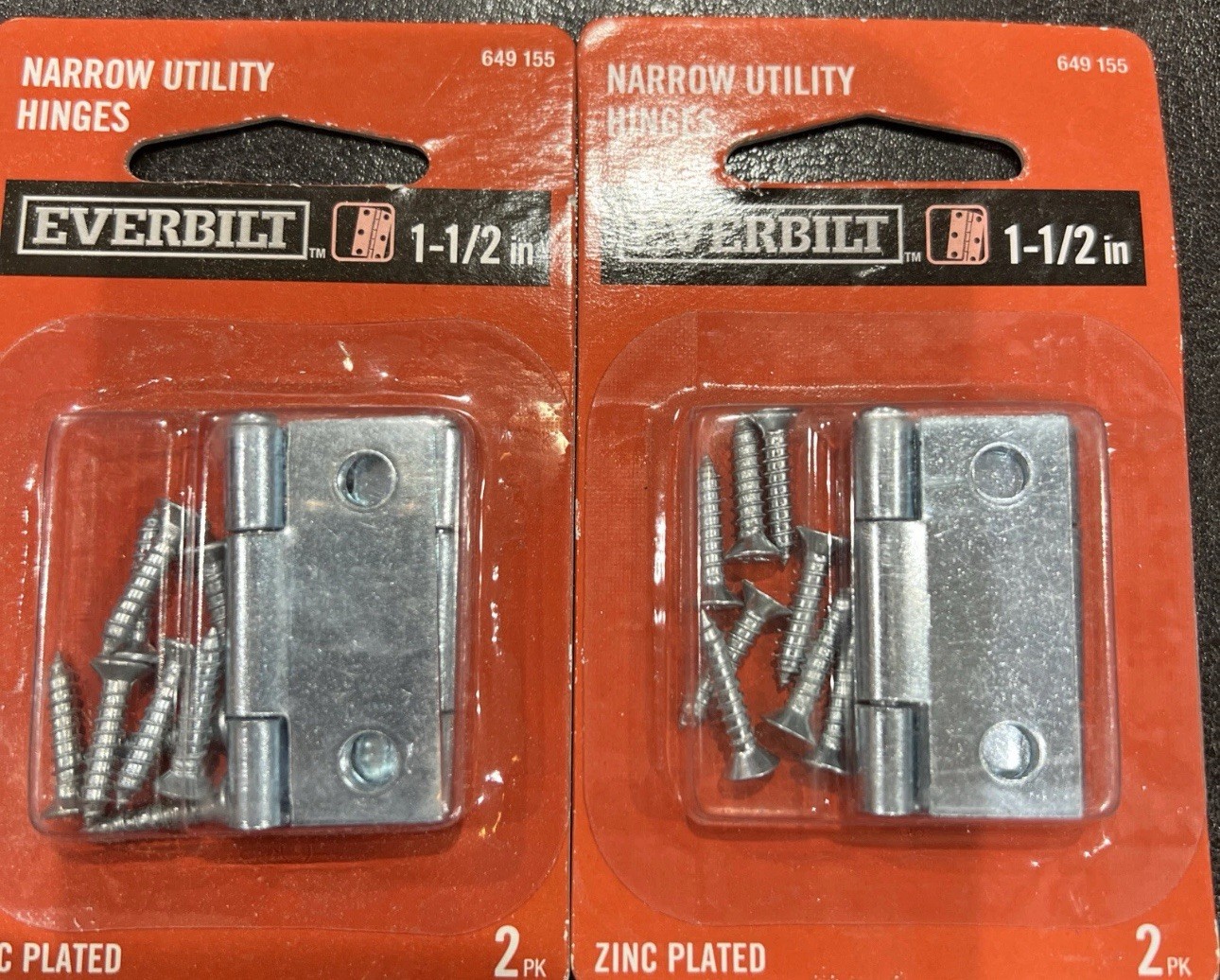 Everbilt 1-1/2 in. Zinc-Plated Narrow Utility Hinge (20 pack) 649 155