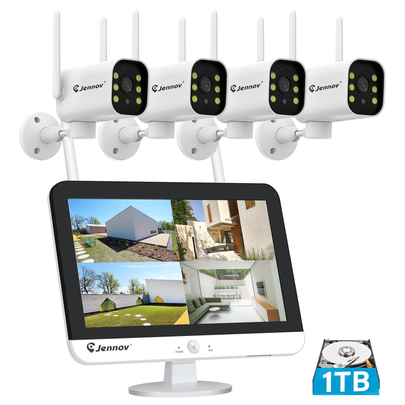 JENNOV Wireless 5MP Security Camera System NVR Two Way Audio Human Detection