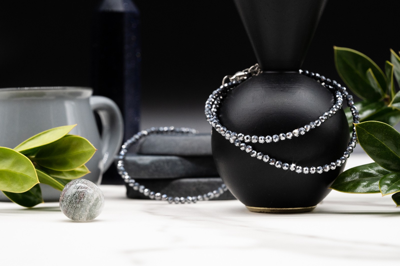 Hematite Crystal Sparkling Faceted Seed Beads Crystal Bracelet