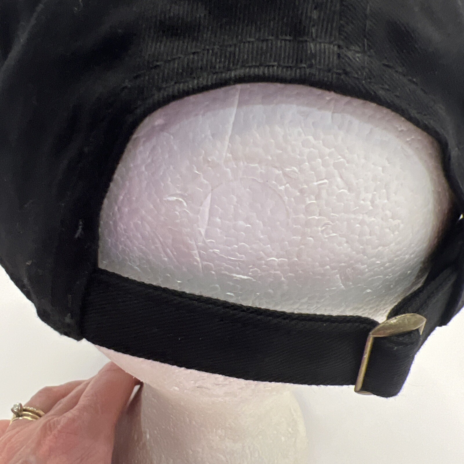 Parade Orange White Patch on Black Hat Cap Cotton Strap Buckle EUC