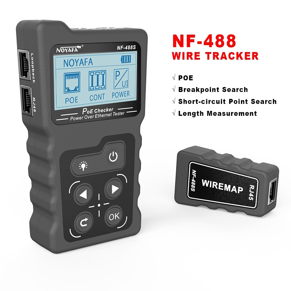 NF-488 LCD Network PoE Checker Ethernet Cable Tester Cat5/6 LAN Loop Test Tool