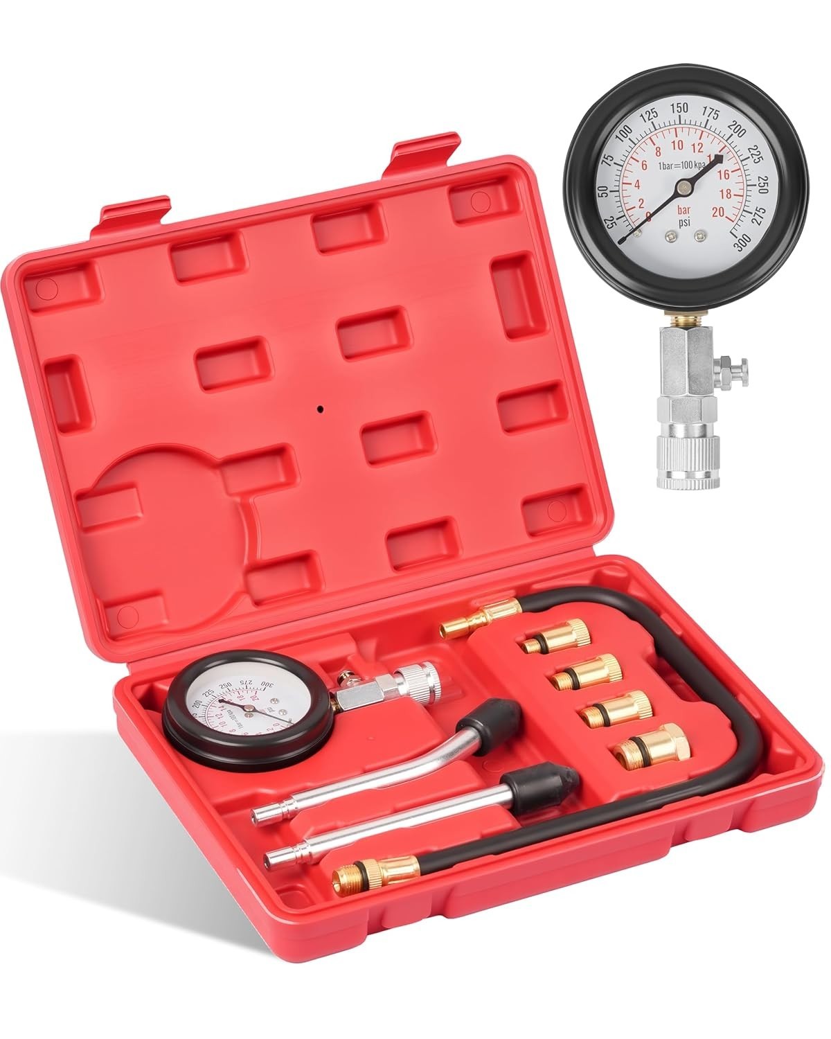 8-Piece Petrol Engine Compression Tester Kit - Accurate Diagnostics for Vehicles