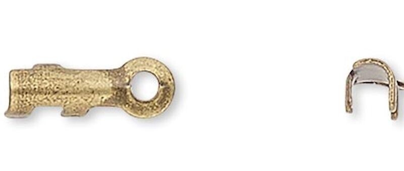 100 Antiqued Gold Plated Brass 7x2mm Tube Cord Ends with Ring with 1.5mm ID