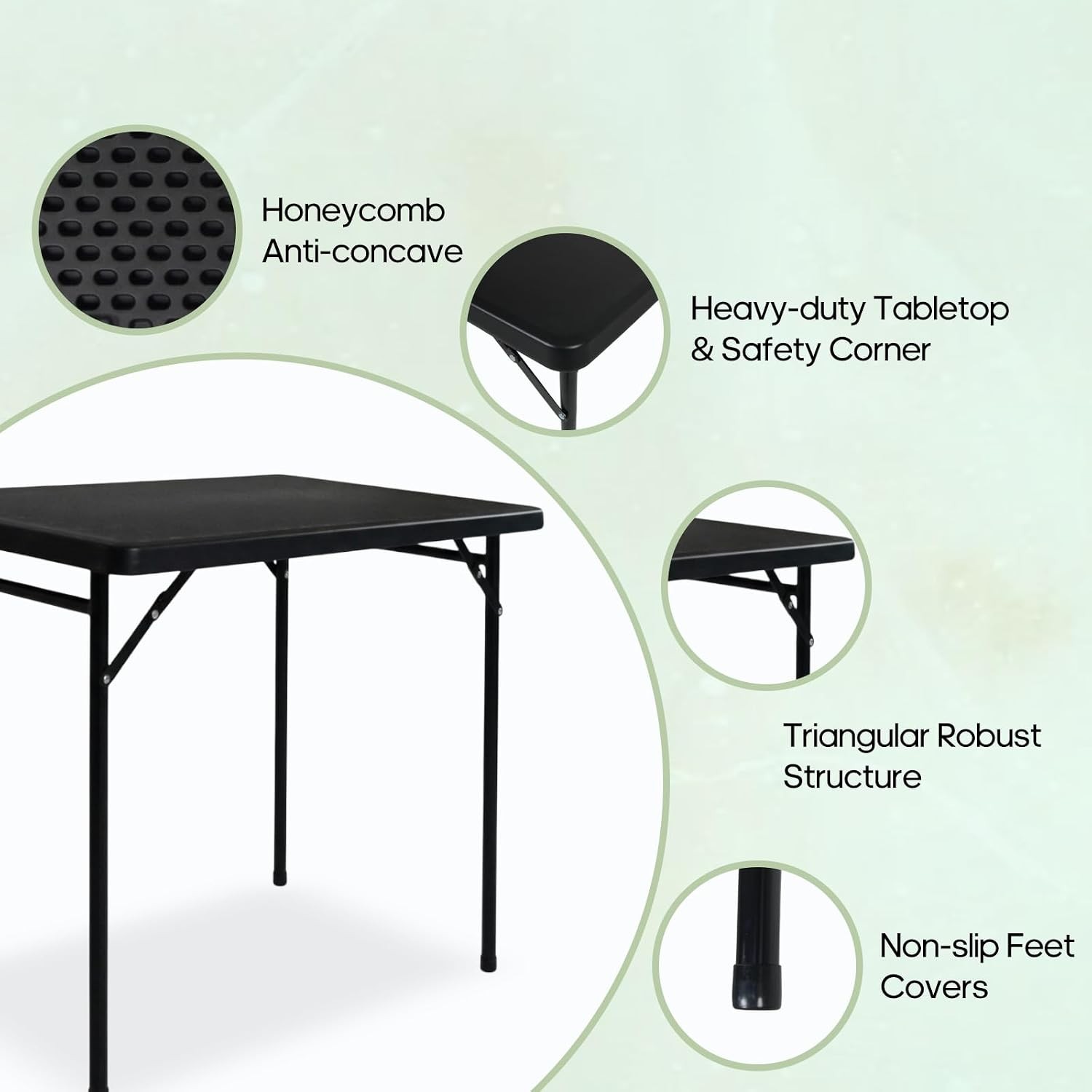 3ft Rectangular Folding Table All-Occasion Foldable Table W/ HDPE Tabletop