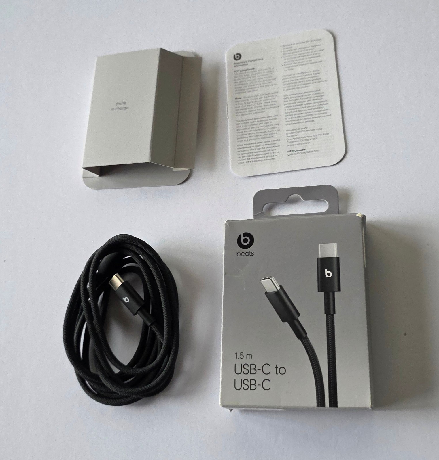 Unused Original Black Apple Beats USB-C to USB-C 1.5m 5ft Woven Cable MDGA4LL/A