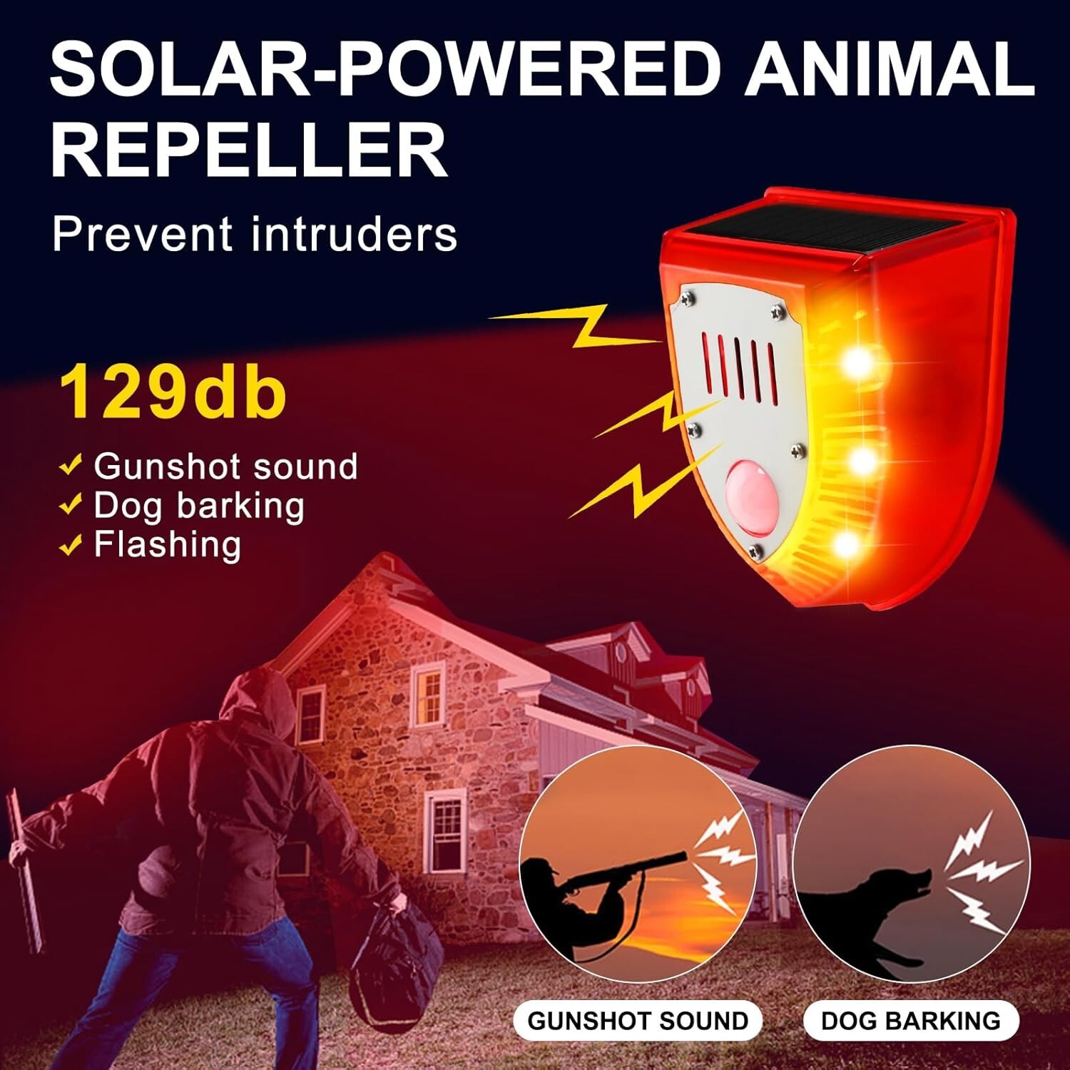 4Pack Solar Alarm LED Light Strobe Wireless Motion Sensor Detector Warning Lamp