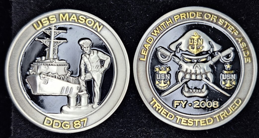 DDG-87 USS MASON CPO CHIEF - Skull Teeth - Navy Challenge Coin