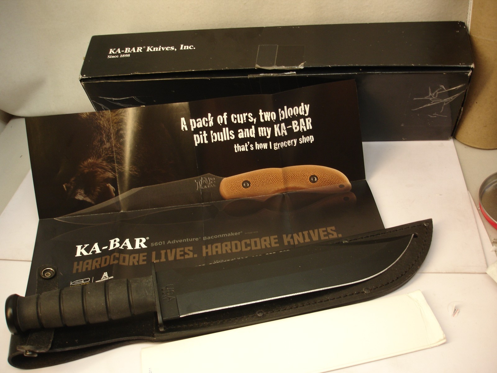 Ka-Bar Big Brother Fighting/Utility 1095 Carbon Steel Fixed Knife w/Sheath 2211