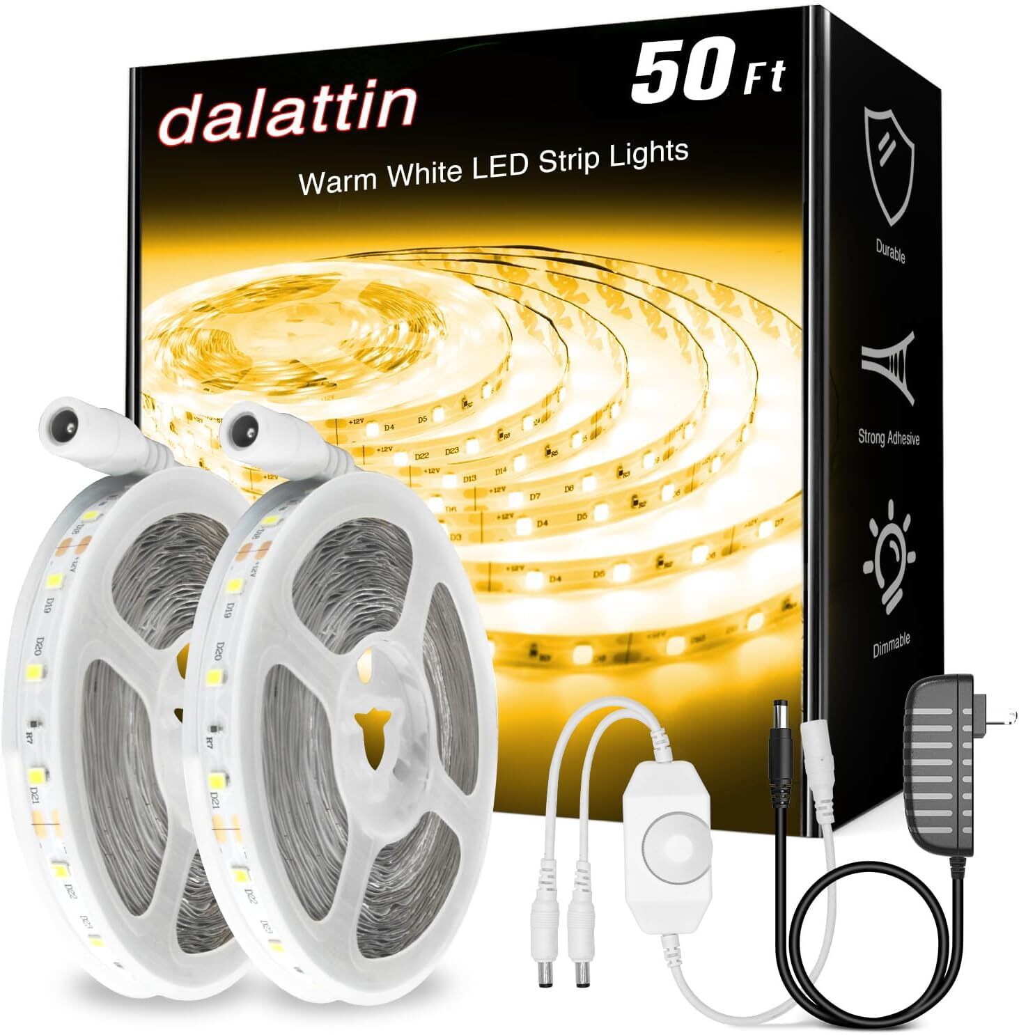 Tira de luz LED blanca cálida para TV, dormitorio, cocina, bricolaje