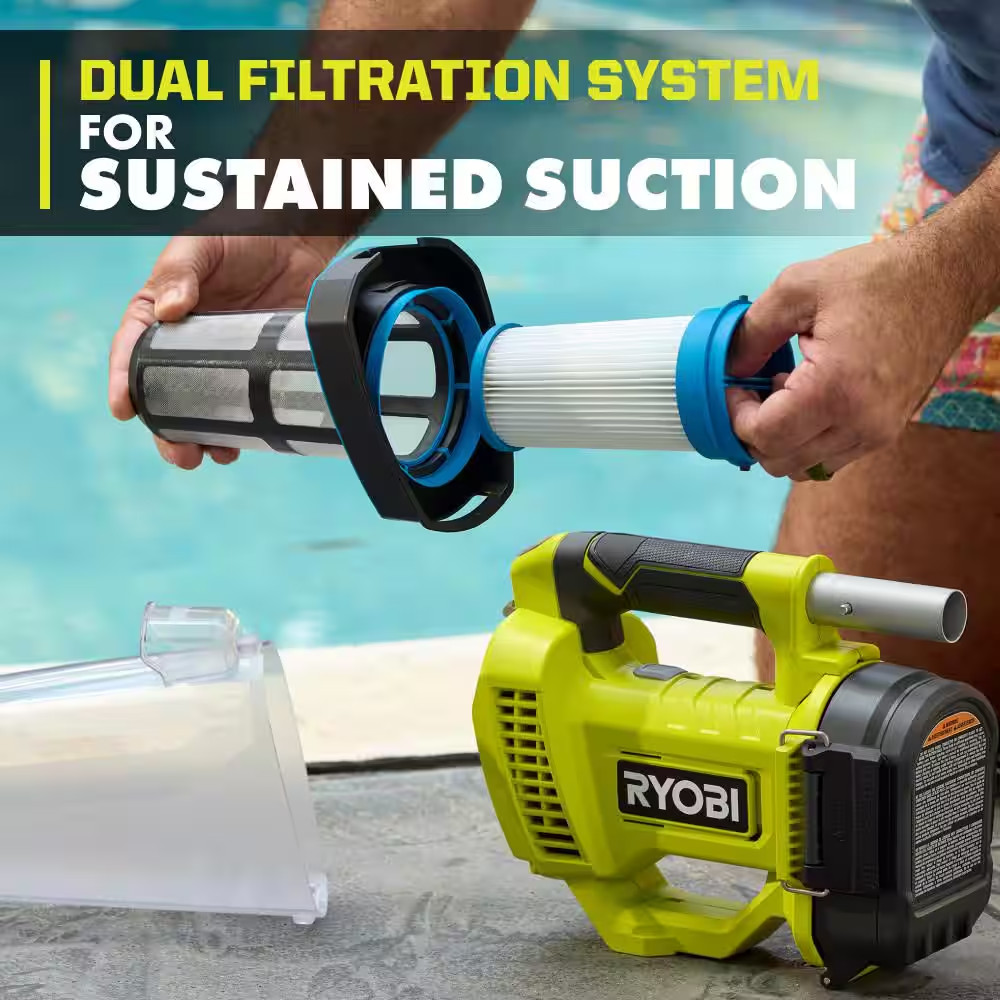 ONE+ 18V Cordless Telescoping Power Scrubber and ONE+ 18V Handheld Cordless Pool
